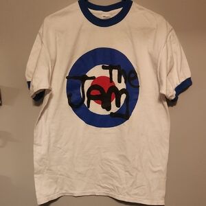 White and Blue Graphic T-Shirt THE JAM
